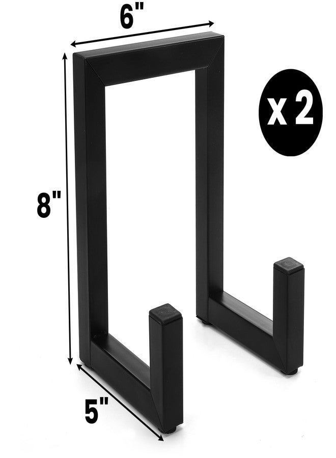 ELFULLY 2 Pack Large Plate Stands, 8" Tall Picture Stands for Display, Industrial-Style Metal Wall Mount Photo Frame Holders, Heavy Duty Black Tabletop Easels for Pictures, Books, Platters, Artworks - Image 2